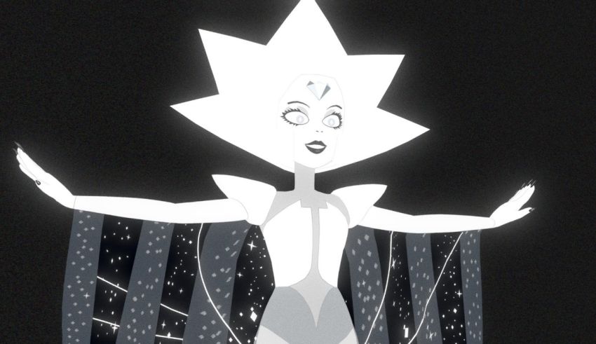An image of a woman dressed in white with a star on her head.