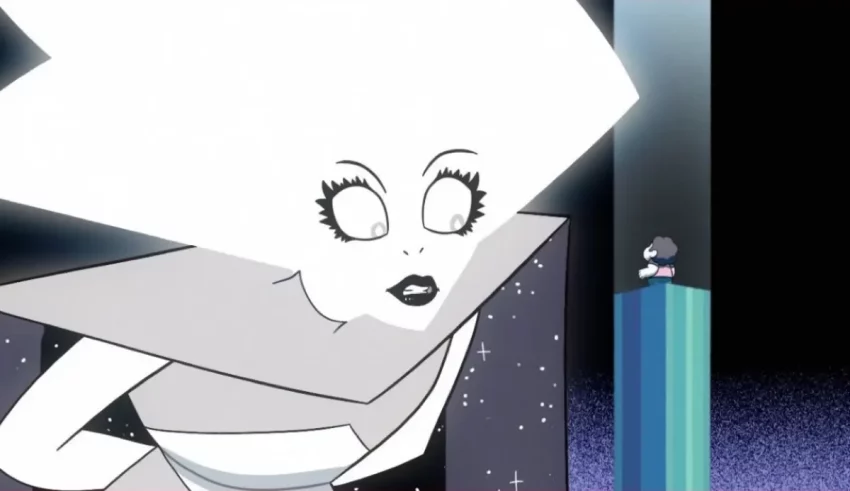 A cartoon image of a woman in a white dress.