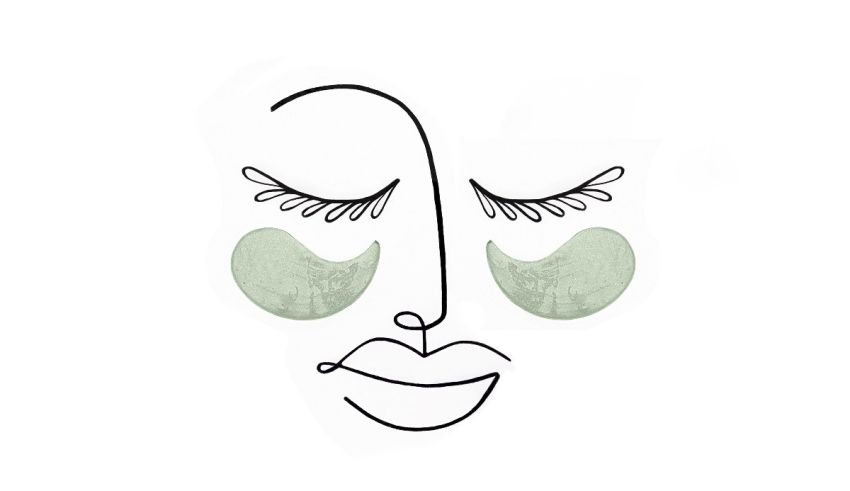 A drawing of a woman's face with eyes closed.