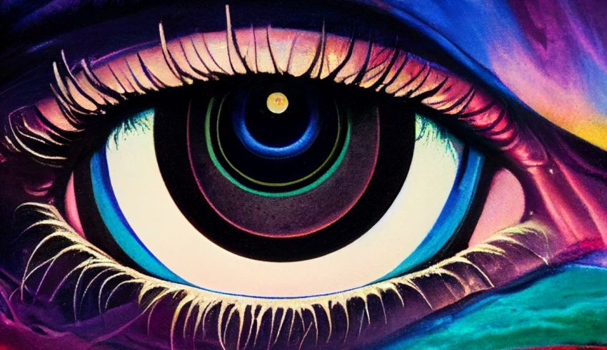 A colorful painting of a colorful eye.