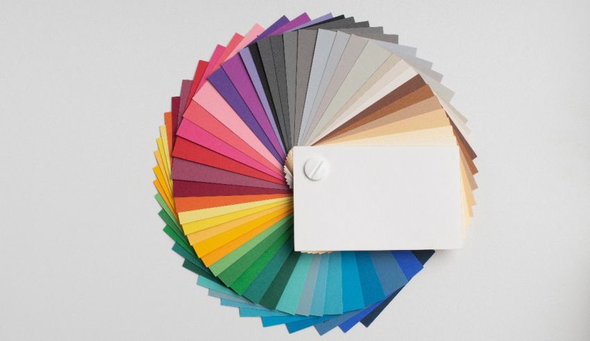 A circle of color swatches on a white wall.