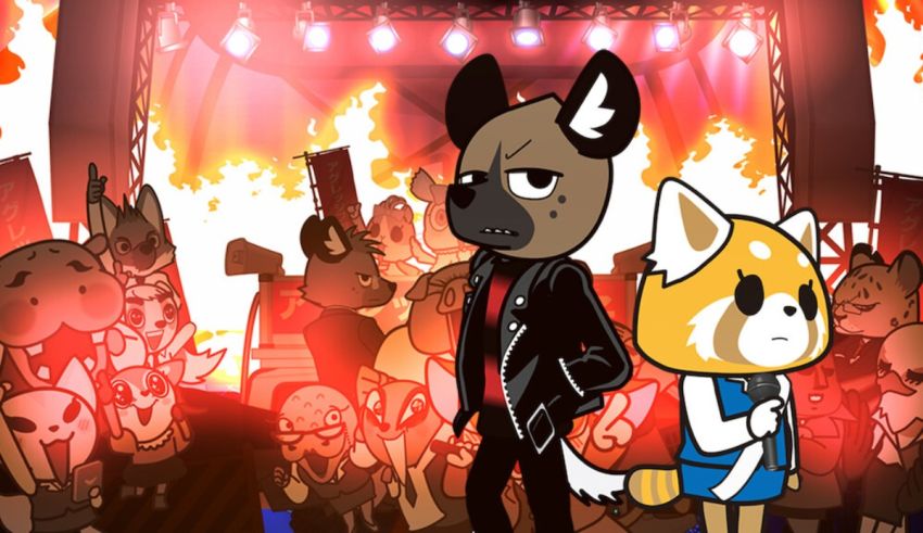 A group of cartoon characters standing in front of a fire.