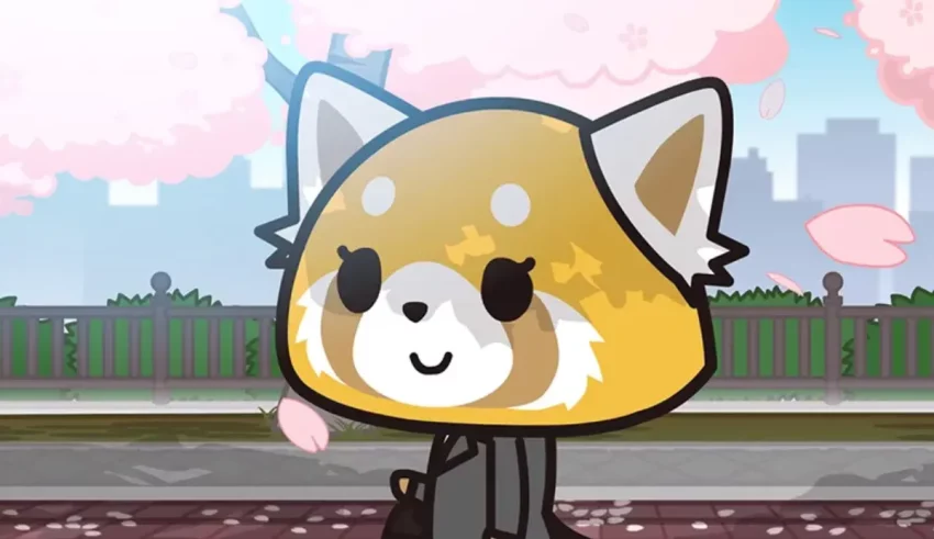 A cartoon red fox wearing a suit and walking down a street.