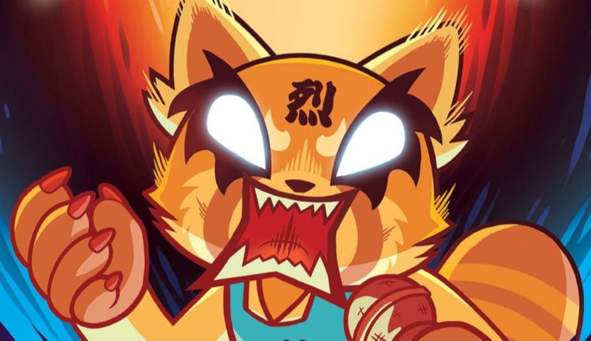 A cartoon raccoon with his mouth open.