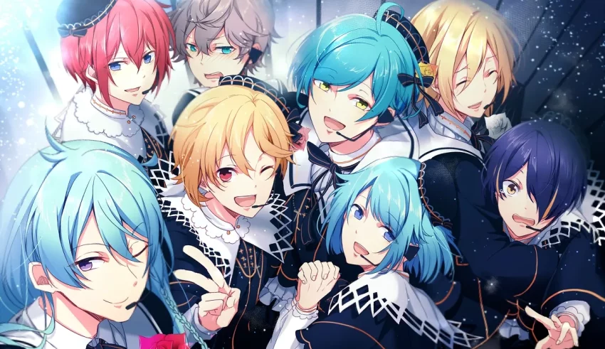 A group of anime characters posing for a picture.