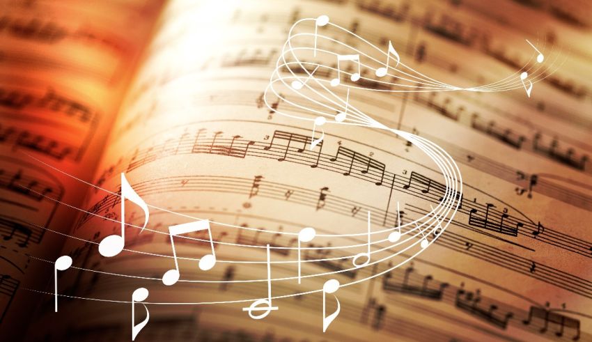 A sheet of music with notes on it.