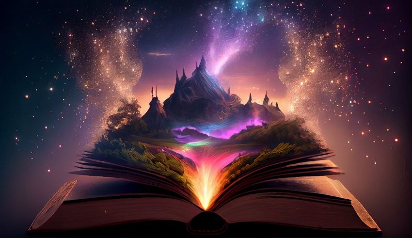 An open book with a glowing light coming out of it.