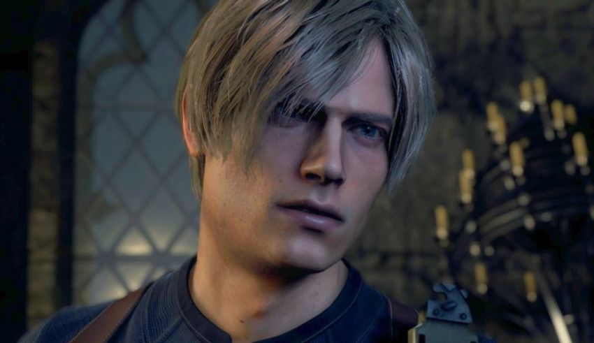 A character in a video game is holding a gun.