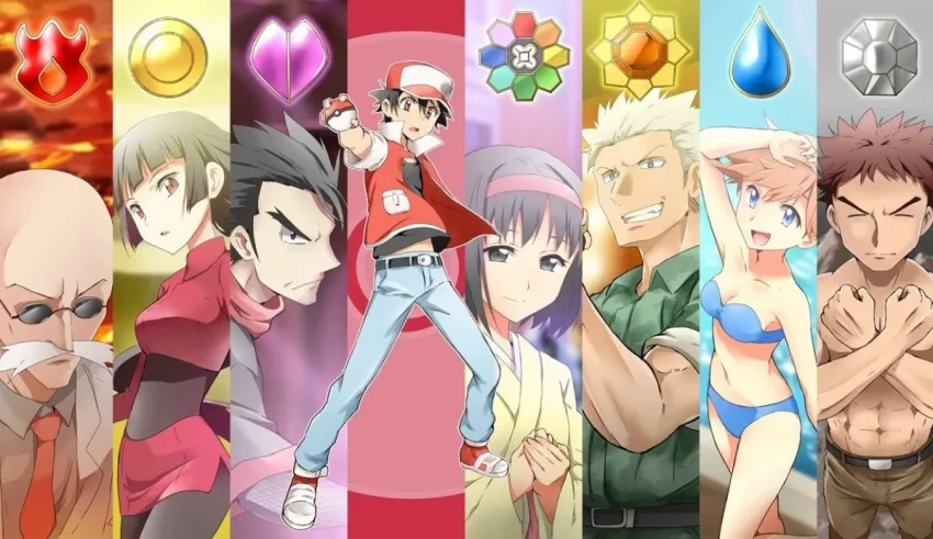 A group of anime characters standing in front of each other.