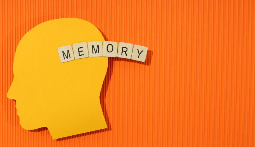 A man's head with the word memory written on it.