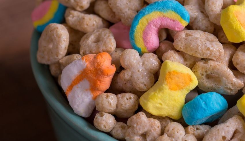 Easter cereal in a bowl with colorful sprinkles.
