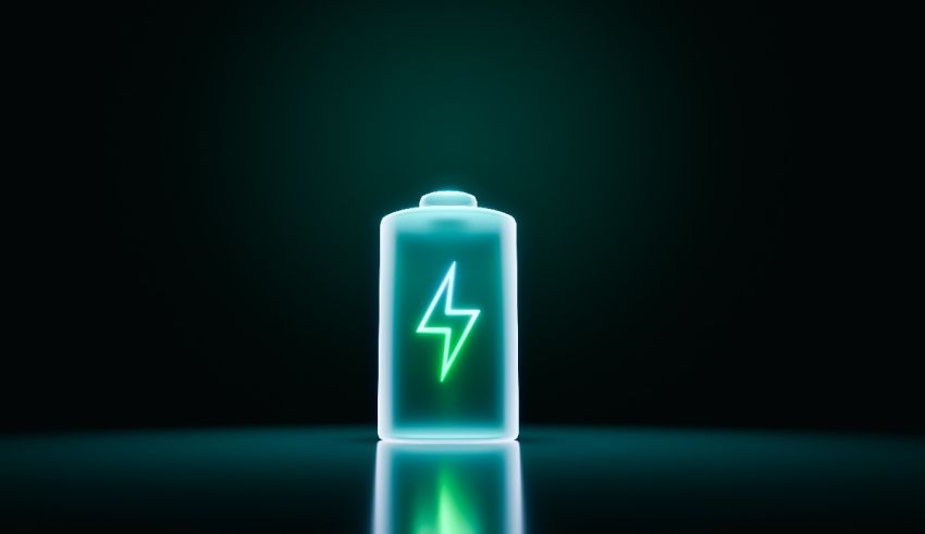 A green battery with a lightning bolt on it.