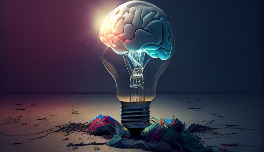 A light bulb with a brain inside of it.