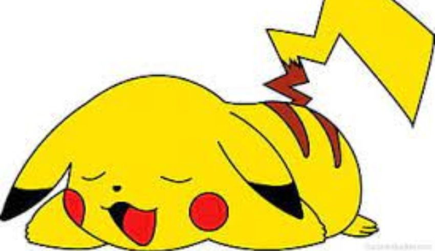 A pikachu laying down with a lightning bolt.