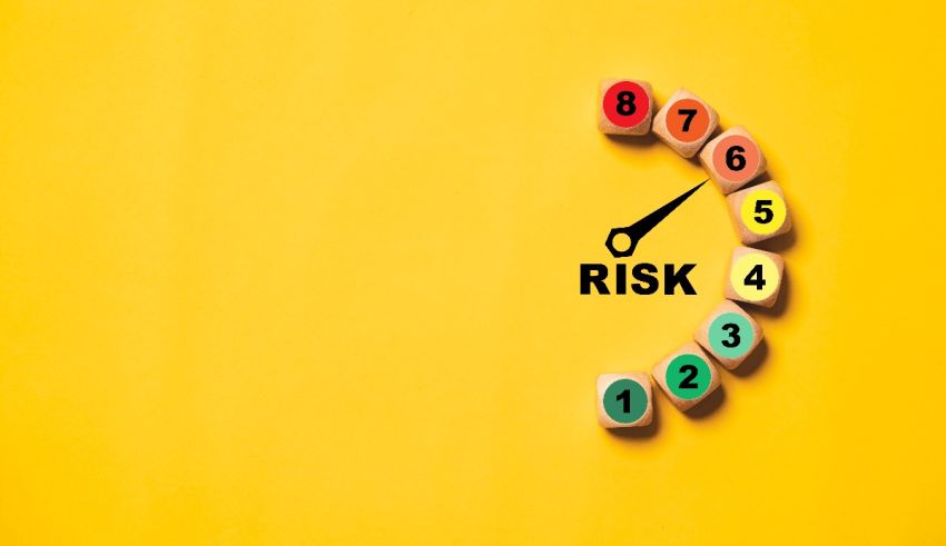 A clock with the word risk on a yellow background.