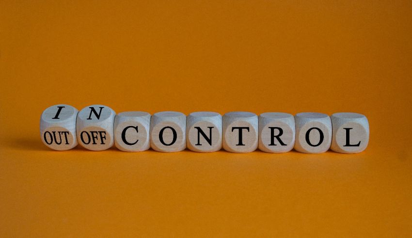The word in control spelled out on an orange background.