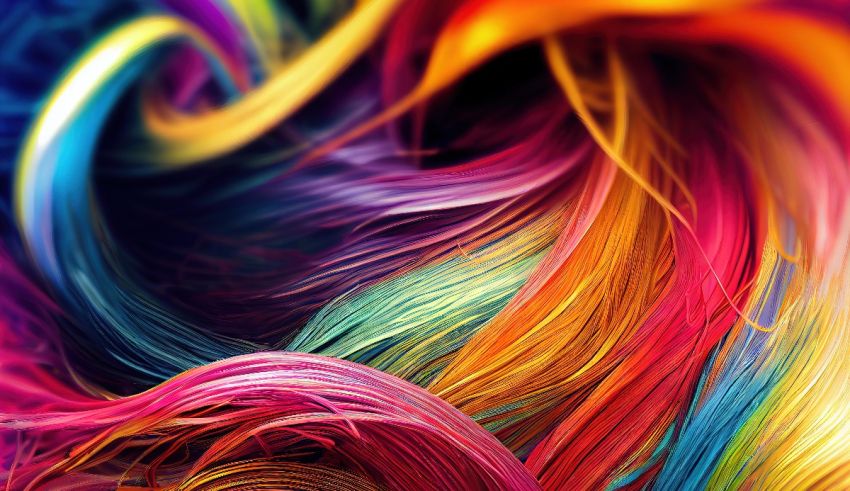 A close up image of colorful hair.