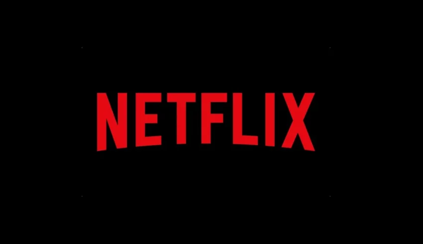 Netflix logo on a black background.