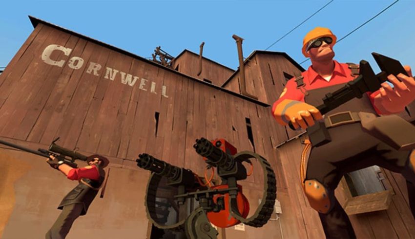A group of men with guns in front of a building.