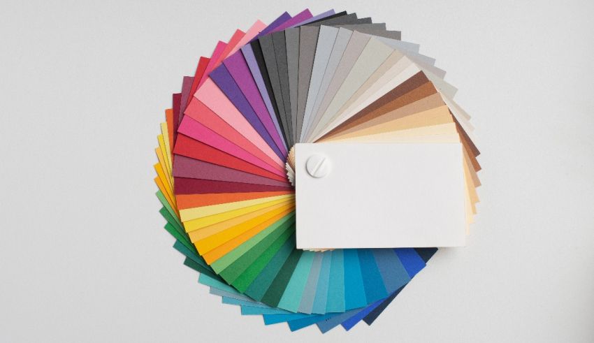 A circle of color swatches on a white wall.