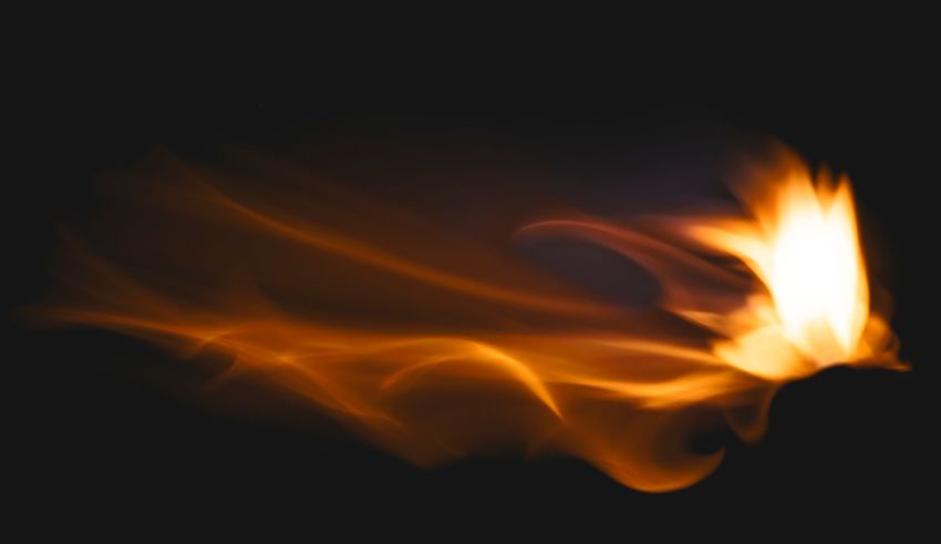 A fire flame on a black background.