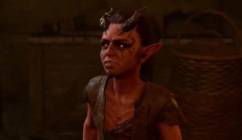 A girl with horns in a video game.