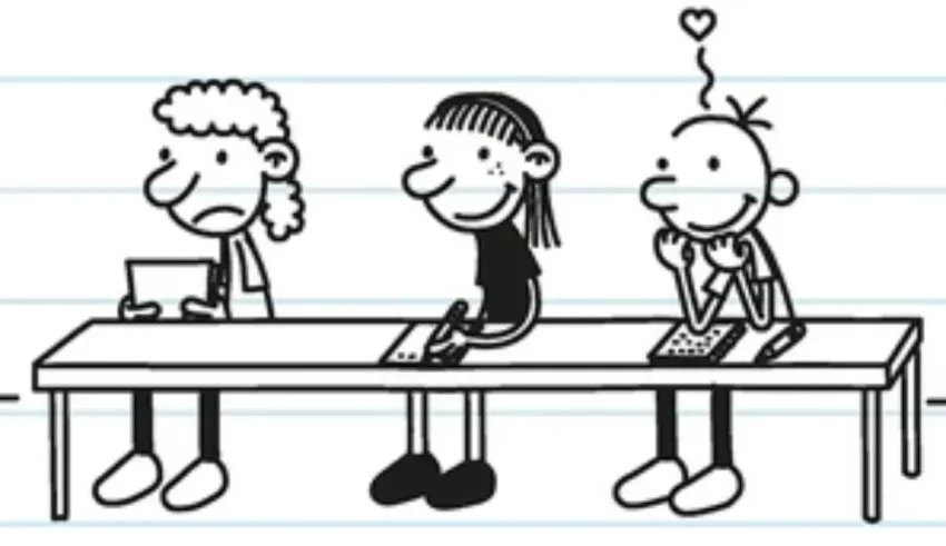 A cartoon of a group of people sitting at a table.