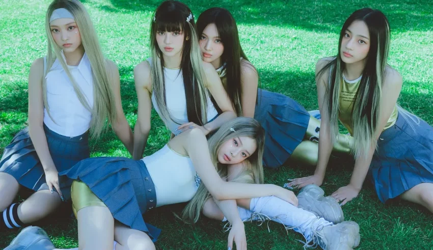 A group of girls posing on the grass.