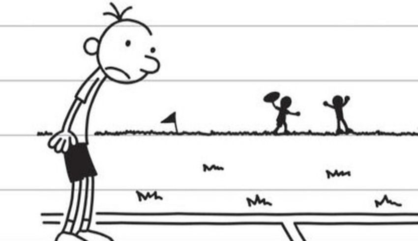 A drawing of a man standing on a track.