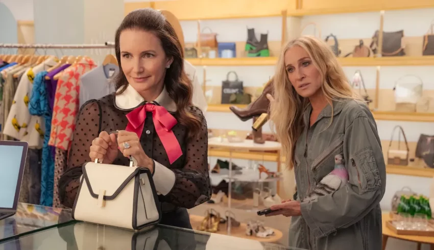 Two women standing next to each other in a store.