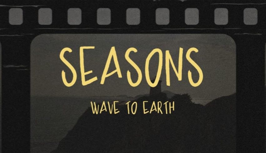 A black and white film reel with the words seasons wait to earth.